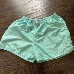 Raya Sun White and Blue Athletic Shorts Lightweight Elastic Waist